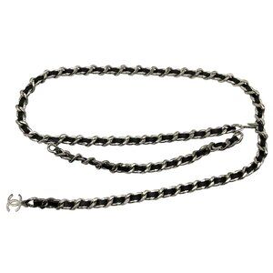 Chanel Vintage 1996 Black Leather Chain Belt
